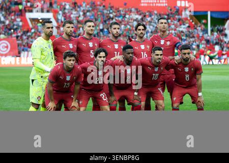 Leiria, Leiria, Portugal. 10 juin 2026. Les joueurs portugais posent pour une photo d'équipe avant le match pour le match amical international entre le Portugal et le Nigeria à l'Estadio DocMagalhaes Pessoa (crédit image : © Alexandre de Sousa/ZUMA Press Wire) USAGE ÉDITORIAL SEULEMENT ! Non destiné à UN USAGE commercial ! Banque D'Images