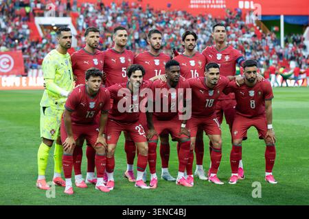 Leiria, Leiria, Portugal. 10 juin 2026. Les joueurs portugais posent pour une photo d'équipe avant le match pour le match amical international entre le Portugal et le Nigeria à l'Estadio DocMagalhaes Pessoa (crédit image : © Alexandre de Sousa/ZUMA Press Wire) USAGE ÉDITORIAL SEULEMENT ! Non destiné à UN USAGE commercial ! Banque D'Images