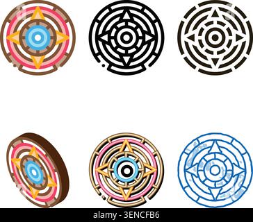 Vecteur d'icône Stone of Sun. Contour Pierre du signe de soleil stylisé. Symbole de contour isolé Illustration de Vecteur