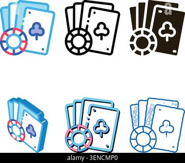 Vecteur d'icône cartes à jouer. Présentez l'affiche des cartes de jeu de formulaires. Symbole de contour isolé Illustration de Vecteur