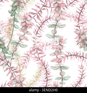 Un motif sans couture avec des algues roses et vertes délicates. Parfait pour les produits pour enfants, cartes de voeux d'été, décor de plage, sites Web, textiles, Banque D'Images