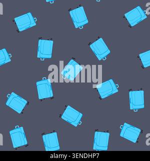 dessin animé de valise souple à motif roues. fermeture à glissière tournante, poignée en tissu, panneau de valise souple à roulettes compactes de rangement. illustration vectorielle transparente Illustration de Vecteur
