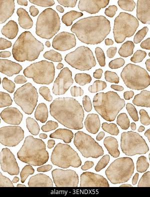 Imitation peau de girafe imitation aquarelle dessinée à la main motif sans couture. Imprimé africain marron à pois. Fond de texture Safari animal pour tissu, cartes Banque D'Images