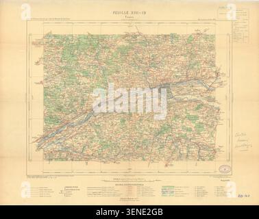 Bourgeois a créé une carte de la région de Tours en 1899 dans le cadre d'une série de cartes de la France, identifiant la région de l'Indre-et-Loire à travers la représentation cartographique régionale. Banque D'Images