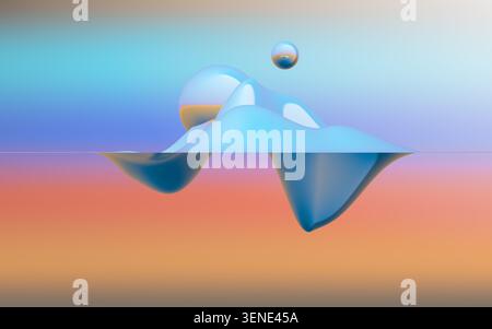 Une composition abstraite sereine avec des formes flottantes brillantes, des dégradés pastels doux et une ambiance futuriste calme, mélangeant des tons colorés dans un dre lisse Banque D'Images