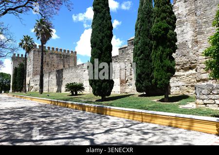 Jerez de la Frontera, Alcázar (almohade, XIIe siècle). Province de Cádiz Andalucía, Espagne. Banque D'Images