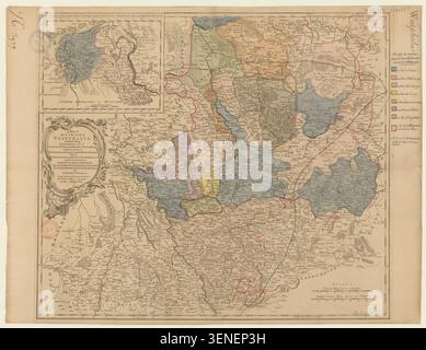 Le cercle de Westphalie est détaillé dans une carte compilée par Thomas Jefferys, identifiant les évêchés, les duchés, les principautés et les comtés de la région et présentant une vue détaillée des divisions politiques et administratives. Banque D'Images