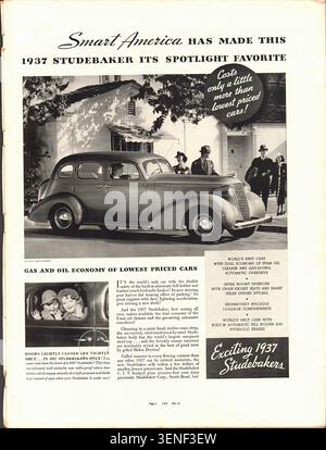 1937 Studebaker Advertisement Life Magazine 22 février 1937 - Vintage US Press Advertising Banque D'Images