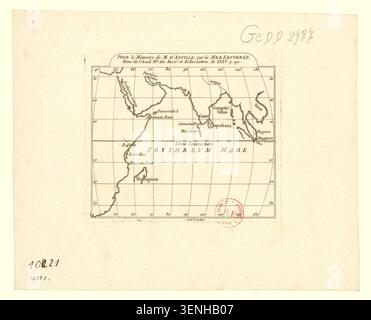 La carte de Jean-Baptiste d'Anville, créée vers 1700, enregistre l'océan Indien pour mémoire et a été préparée avec des contributions de Guill. De la Haye. Banque D'Images
