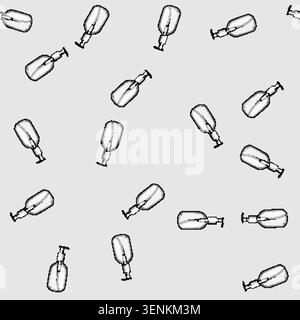 Illustration de bouteille de distributeur de pompe transparente vide à motif sans couture pour savon liquide, gel désinfectant, lotion ou hydratant sur un fond blanc, s. Illustration de Vecteur