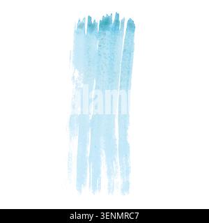 Bleu large bande verticale aquarelle faite à la main avec un pinceau. Objets isolés sur fond blanc. Illustration abstraite. Dessin pour ébauches Banque D'Images