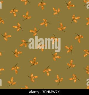Motif de branche botanique orangé olive Illustration de Vecteur