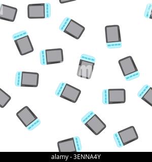 motif maison de surveillance de bébé dessin animé. soins de sécurité, caméra fille, signe de moniteur de bébé maison mignon de lit. illustration vectorielle de symbole sans couture Illustration de Vecteur