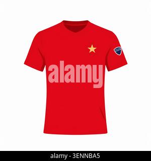 Modèle de modèle de maillot de sport de tshirt maquette pour le football, la course, le jeu, le maillot de sport conception abstraite couleur rouge vif avec col rond Illustration de Vecteur