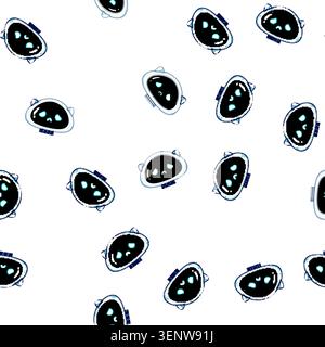 Motif petit émoticône de tête de robot blanc avec des yeux bleus brillants et une bouche triste montrant la déception et la détresse émotionnelle, représentant artificiel Illustration de Vecteur