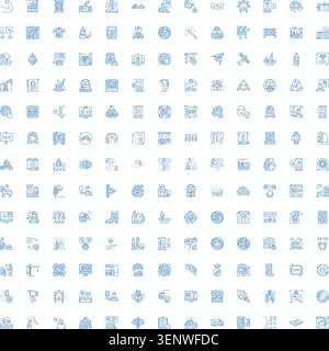 Grande collection de diverses icônes linéaires monochromes illustrant les affaires, la technologie, le style de vie et d'autres concepts quotidiens dans un mode complet et Illustration de Vecteur