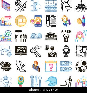 Collection de diverses icônes linéaires, plates et isométriques pour les concepts d'affaires, les activités de la vie quotidienne, les thèmes médicaux, la communication et la techn numérique Illustration de Vecteur