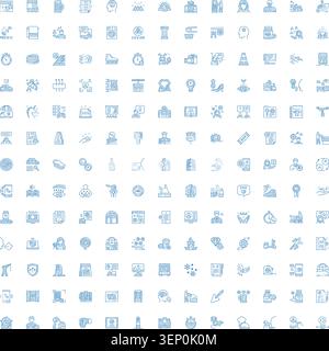 Grande collection d'icônes de ligne variées représentant les affaires, les finances, la technologie, la communication, le style de vie, et les concepts de consommation dans un simple doodle Illustration de Vecteur