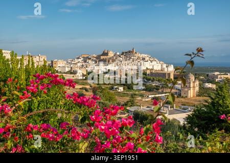 Belle vue sur Ostuni la ville Blanche, Pouilles, Italie Banque D'Images