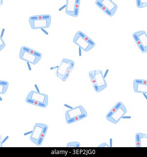 dessin animé de moniteur de bébé d'enfant de modèle. maison d'enfant, soins de sécurité, signe de moniteur de bébé enfant caméra fille. illustration vectorielle de symbole sans couture Illustration de Vecteur