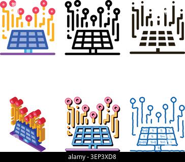 vecteur d'icône stylisé de capteurs solaires. panneau capteurs solaires. symbole de contour de couleur Illustration de Vecteur
