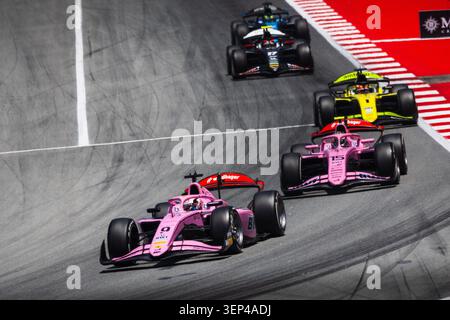 IPA85652298 - 09 MINI Gabriele (ita), MP Motorsport, Dallara F2 2024, action 15 DUNNE Alex (irl), Rodin Motorsport, Dallara F2 2024, action lors de la 5ème manche du Championnat FIA de formule 2 2026 du 12 au 14 juin 2026 sur le circuit de Barcelona-Catalunya, à Montmelo, Espagne Banque D'Images