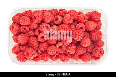 chemin de framboise isolé sur vue de dessus blanche Banque D'Images