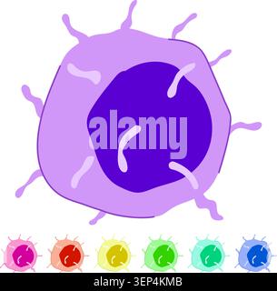 Cellule immunitaire représentant un mécanisme de défense, combattant l'infection, et un composant critique du système de protection du corps, illustrant la santé, la science, Illustration de Vecteur