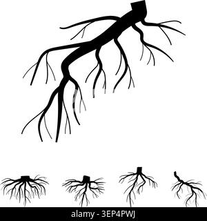 Les systèmes racinaires procurent un sentiment profond de connexion et de croissance tout en illustrant les structures organiques sous-jacentes et les fondations naturelles avec une stylisée Illustration de Vecteur