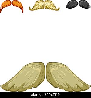 Différents styles et couleurs de pilosité faciale pour les hommes offrant des options pour la conception de personnage, les fêtes costumées, ou exprimant une identité masculine unique an Illustration de Vecteur