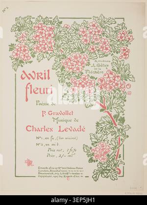 Une couverture gravée présente des représentations végétales florales disposées sous forme de formes botaniques décoratives, associées aux œuvres de George Auriol dans une série axée sur les motifs de végétation stylisés utilisés dans les compositions artistiques imprimées de la fin du XIXe au début du XXe siècle. Banque D'Images
