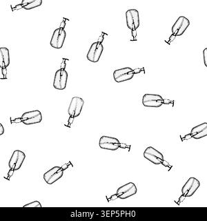 Illustration de bouteille de distributeur de pompe transparente vide de motif pour savon liquide, gel désinfectant, lotion, ou hydratant sur un fond blanc, symbolizin Illustration de Vecteur