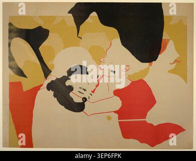 L'affiche lithographique présente un état de preuve pour l'édition Reine de joie après Victor Joze à Paris en 1892, créée par Henri de Toulouse-Lautrec avec des techniques expérimentales d'alignement des couleurs et d'impression sur pierre pour la promotion de l'édition. Banque D'Images
