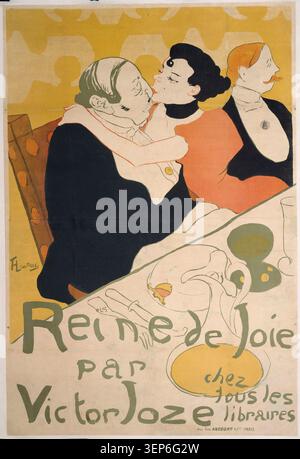 Une affiche promeut Reine de joie de Victor Joze, éditée pour tous les libraires, lithographiée par Henri de Toulouse-Lautrec en 1892, destinée à l’édition et à la publicité du livre. Banque D'Images