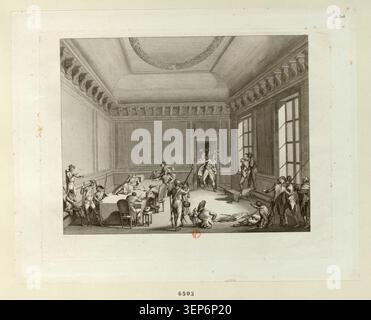 Une gravure concerne l'arrestation de Maximilien de Robespierre lors des événements du 9 Thermidor an II en 1794. La scène est associée au Comité de sécurité publique et au renversement politique qui mit fin à la domination de Robespierre. Banque D'Images