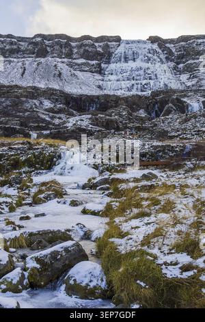 Islande - Bildudalur, chutes d'eau de Fjallfoss Banque D'Images