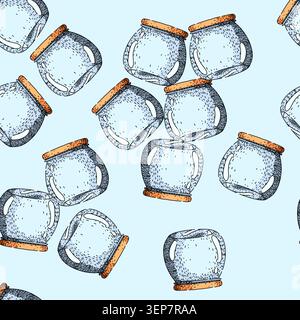 Illustration de pot en verre vide de motif avec un dessus de vis et une forme arrondie, dessinée dans un style vintage ou doodle Line art, parfait pour la nourriture, la mise en conserve, Illustration de Vecteur