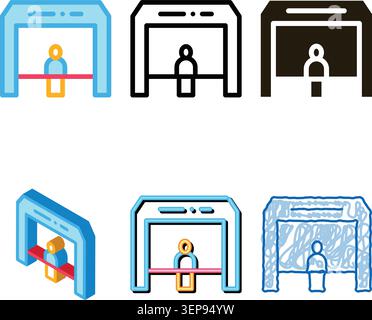 Le préposé à la bande de finition traverse la ligne de finition vecteur d'icône simplifié. Le préposé au ruban de finition du contour traverse l'affiche de la ligne de finition. Symbole de contour isolé Illustration de Vecteur