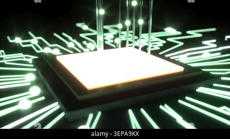 Processeur processeur processeur GPU processeur ordinateur bg rendu 3D. Banque D'Images