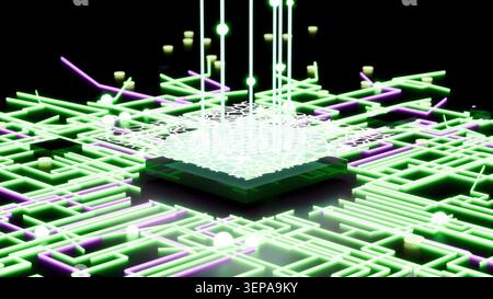 Concept de technologie GPU CPU puce bg rendu 3D. Banque D'Images