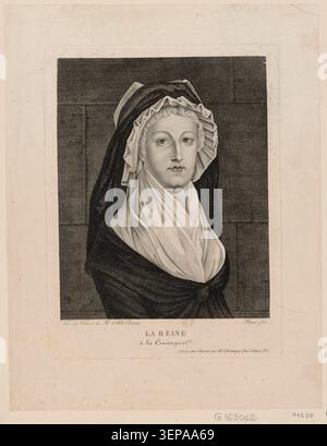 Marie-Antoinette est emprisonnée à la Conciergerie en 1793 pendant la Révolution française, gravée par Jean-Louis Prieur. Banque D'Images