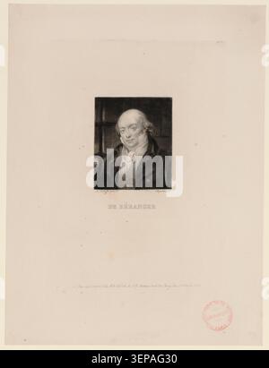 Pierre-Jean de Béranger apparaît dans un portrait gravé par Samuel William Reynolds à Paris en 1850, présentant sa tenue et sa posture caractéristiques d'un auteur-compositeur français du milieu du XIXe siècle. Banque D'Images
