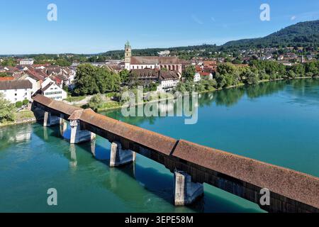 Allemagne, Bad Säckingen, municipalité, ville thermale, Waldshut district, Baden-Württemberg, Rhin supérieur, pont en bois Banque D'Images
