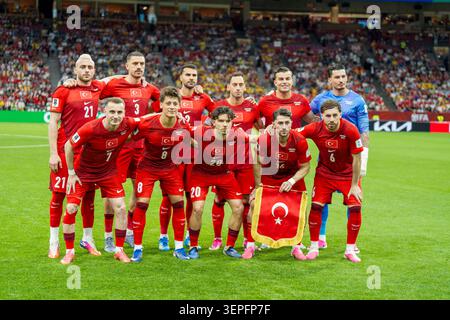 13 juin 2026 – les Türkiye commencent onze poses pour une photo d'équipe avant leur match d'ouverture du Groupe d de la Coupe du monde de la FIFA 2026 contre l'Australie à BC place. (Rangée arrière gauche-droite) Baris Alper Yilmaz, Merih Demiral, Abdulkerim Bardakci, Hakan Calhanoglu, Abdulkerim Bardakci, Ugurcan Cakir ; (première rangée de gauche à droite) Kerem Akturkoglu, Arda Guler, Ferdi Kadioglu, Ismail Yuksek, Orkun Kokcu. Joe Ng/Alamy Live News Banque D'Images
