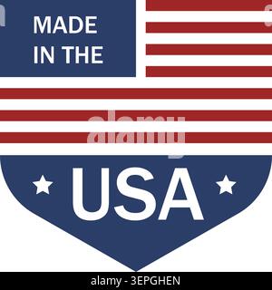 Imprimé écusson bleu écusson plat fabriqué aux états-unis Illustration de Vecteur