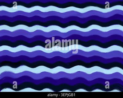 Fond de texture de pinceau bleu ondulé abstrait avec des lignes fluides horizontales en bleu marine foncé, bleu royal et bleu clair. Banque D'Images