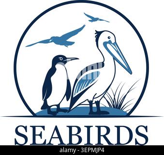Design élégant du logo de la faune d'oiseaux de mer Illustration de Vecteur