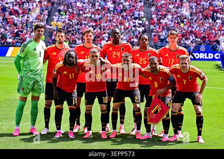 Seattle, États-Unis. 15 juin 2026. Les joueurs belges photographiés au début d'un match de football entre l'équipe nationale belge Red Devils et l'Égypte, le lundi 15 juin 2026 à Seattle, premier match de la phase de groupes de la Coupe du monde de la FIFA 2026 aux États-Unis d'Amérique. Les Diables rouges - Rode Duivels ont été attirés dans le groupe G. BELGA PHOTO DIRK WAEM Credit : Belga News Agency/Alamy Live News Banque D'Images