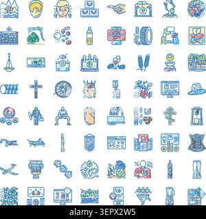 Ensemble d'icônes de doodle dessiné à la main montrant diverses activités, les affaires, la technologie, la nature et les symboles culturels pour l'infographie, les présentations et le d numérique Illustration de Vecteur