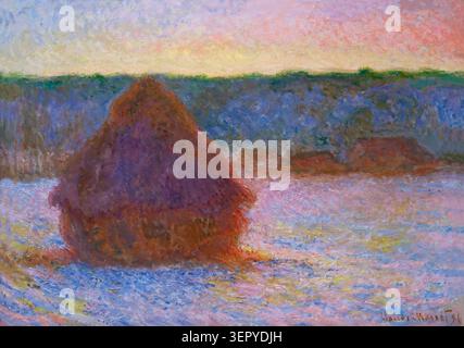Grainstack, coucher de soleil, hiver, Claude Monet, 1890-1891, Banque D'Images